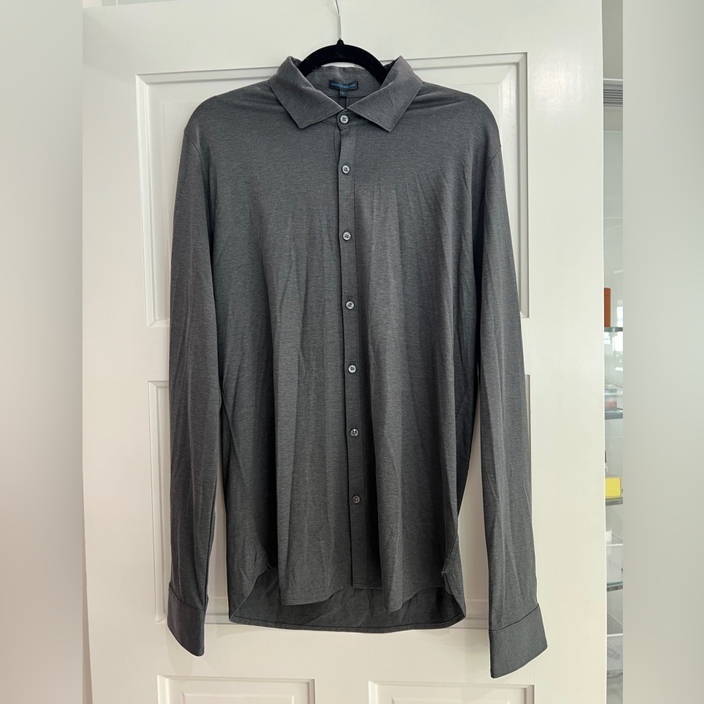 Patrick Assaraf Gray Long Sleeve Polo - Brand New w Tag